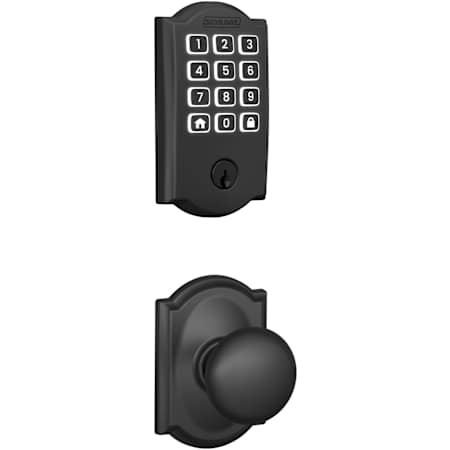 Schlage Arrive Keyless Entry Deadbolt and Plymouth Knob Combo Pack with Decorative Camelot Trim Matte Black