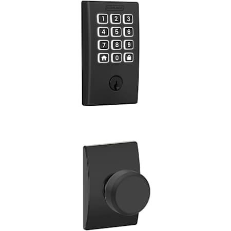 Schlage Arrive Keyless Entry Deadbolt and Bowery Knob Combo Pack with Decorative Century Trim Matte Black
