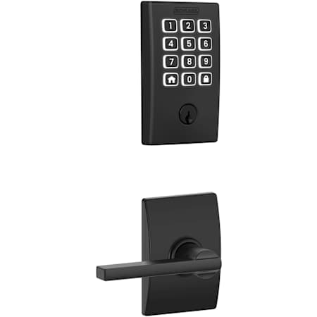 Schlage Arrive Keyless Entry Deadbolt and Latitude Lever Combo Pack with Decorative Century Trim Matte Black