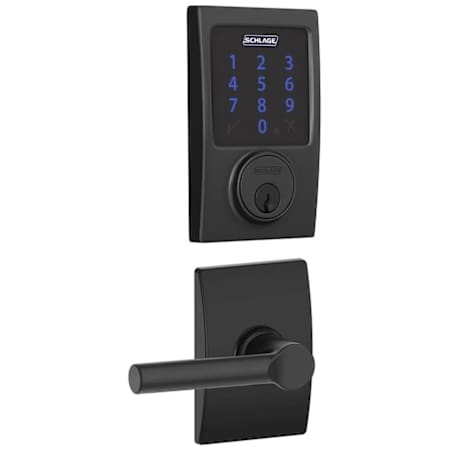 Schlage Connect Century Touchscreen Electronic Deadbolt with Z-Wave Plus Technology and Passage Broadway Lever and Decorative Century Trim Matte Black