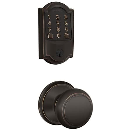 Schlage Encode WiFi Enabled Electronic Keypad Deadbolt with Camelot Trim and Andover Knob Set Aged Bronze