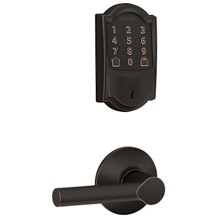 Schlage Encode Camelot WiFi Enabled Electronic Keypad Deadbolt with Passage Broadway Lever Aged Bronze