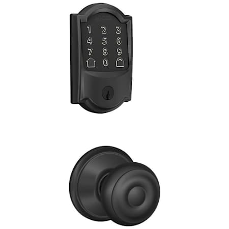 Schlage Encode WiFi Enabled Electronic Keypad Deadbolt with Camelot Trim and Georgian Knob Set Matte Black
