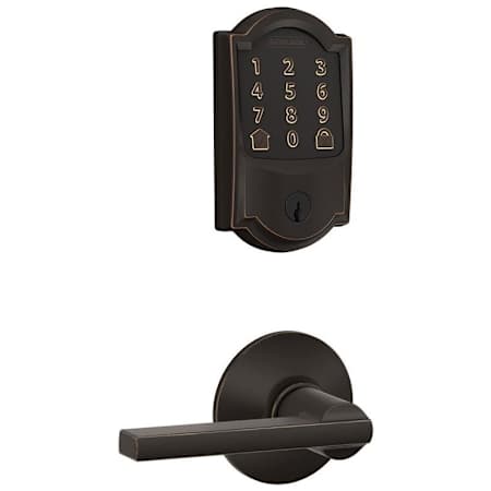 Schlage Encode Camelot WiFi Enabled Electronic Keypad Deadbolt with Passage Latitude Lever Aged Bronze