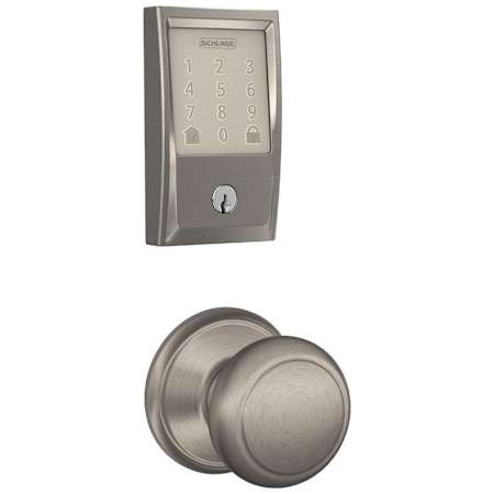Schlage Encode WiFi Enabled Electronic Keypad Deadbolt with Century Trim and Andover Knob Set Satin Nickel