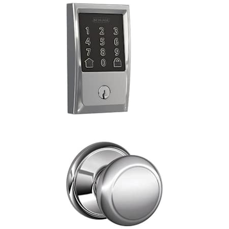 Schlage Encode WiFi Enabled Electronic Keypad Deadbolt with Century Trim and Andover Knob Set Bright Chrome