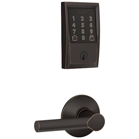 Schlage Encode WiFi Enabled Electronic Keypad Deadbolt with Century Trim and Broadway Lever Set Aged Bronze