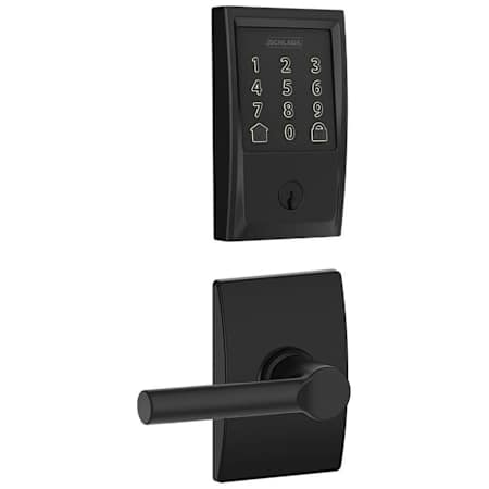 Schlage Encode WiFi Enabled Electronic Keypad Deadbolt and Broadway Lever Set with Century Trim Matte Black