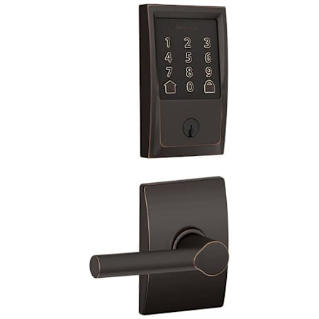 Schlage Encode WiFi Enabled Electronic Keypad Deadbolt and Broadway Lever Set with Century Trim Aged Bronze