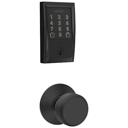 Schlage Encode WiFi Enabled Electronic Keypad Deadbolt with Century Trim and Bowery Knob Set Matte Black