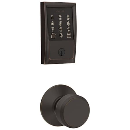 Schlage Encode WiFi Enabled Electronic Keypad Deadbolt with Century Trim and Bowery Knob Set Aged Bronze
