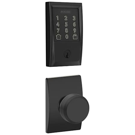Schlage Encode WiFi Enabled Electronic Keypad Deadbolt and Bowery Knob Set with Century Trim Matte Black