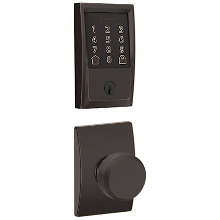 Schlage Encode WiFi Enabled Electronic Keypad Deadbolt and Bowery Knob Set with Century Trim Aged Bronze