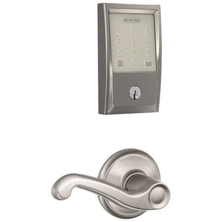 Schlage Encode Century WiFi Enabled Electronic Keypad Deadbolt with Passage Flair Lever Satin Nickel