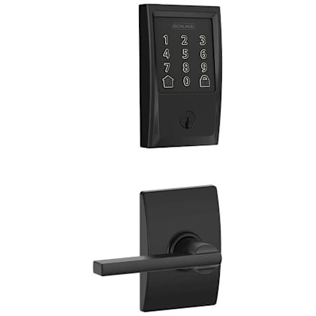 Schlage Encode WiFi Enabled Electronic Keypad Deadbolt and Latitude Lever Set with Century Trim Matte Black