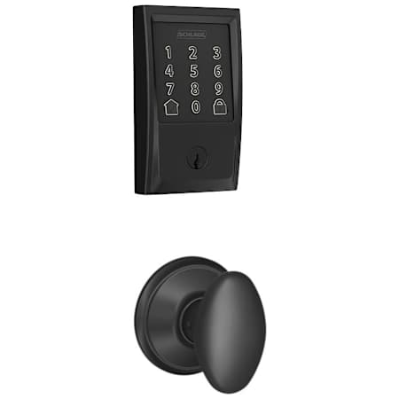 Schlage Encode Century WiFi Enabled Electronic Keypad Deadbolt with Passage Siena Knob Matte Black
