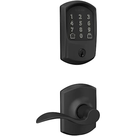 Schlage Encode Greenwich Electronic Keyless Entry Deadbolt Combo Pack with Accent Interior Lever and Decorative Greenwich Trim Matte Black