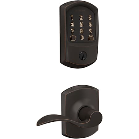 Schlage Encode Greenwich Electronic Keyless Entry Deadbolt Combo Pack with Accent Interior Lever and Decorative Greenwich Trim Aged Bronze