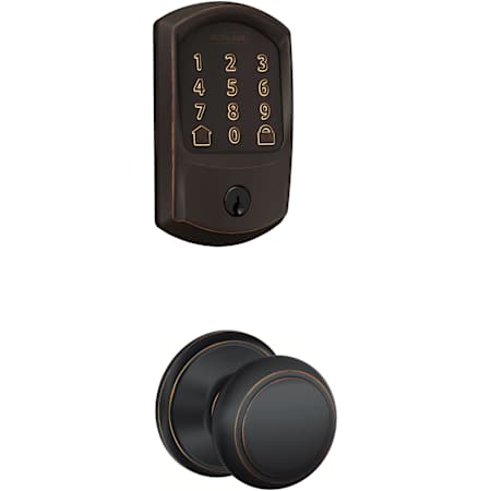 Schlage Encode Greenwich Electronic Keyless Entry Deadbolt Combo Pack with Andover Interior Knob and Decorative Georgian Trim Aged Bronze