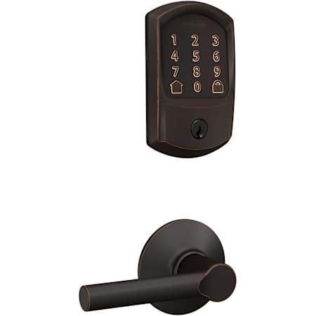 Schlage Encode Greenwich Electronic Keyless Entry Deadbolt Combo Pack with Broadway Interior Lever and Decorative Plymouth Trim Aged Bronze