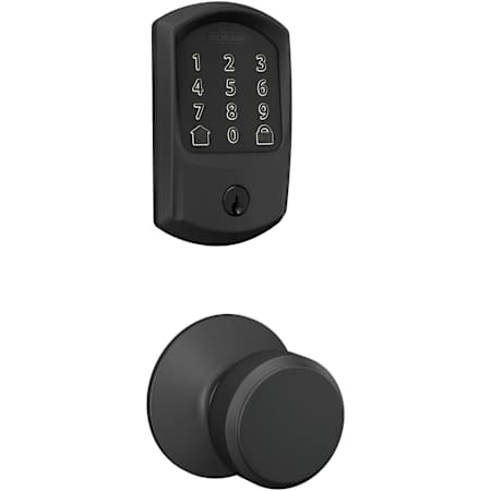 Schlage Encode Greenwich Electronic Keyless Entry Deadbolt Combo Pack with Bowery Interior Knob and Decorative Plymouth Trim Matte Black