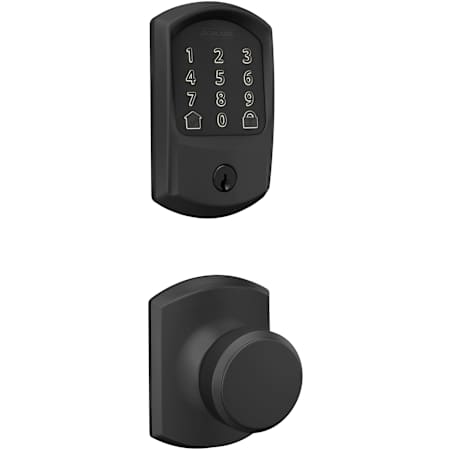 Schlage Encode Greenwich Electronic Keyless Entry Deadbolt Combo Pack with Bowery Interior Knob and Decorative Greenwich Trim Matte Black
