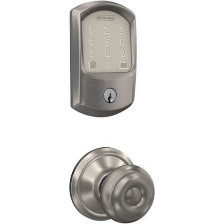 Schlage Encode Greenwich Electronic Keyless Entry Deadbolt Combo Pack with Georgian Interior Knob and Decorative Georgian Trim Satin Nickel