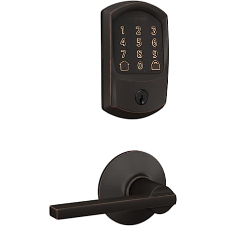 Schlage Encode Greenwich Electronic Keyless Entry Deadbolt Combo Pack with Latitude Interior Lever and Decorative Plymouth Trim Aged Bronze