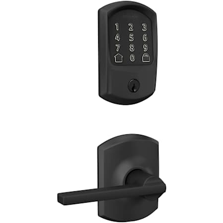 Schlage Encode Greenwich Electronic Keyless Entry Deadbolt Combo Pack with Latitude Interior Lever and Decorative Greenwich Trim Matte Black