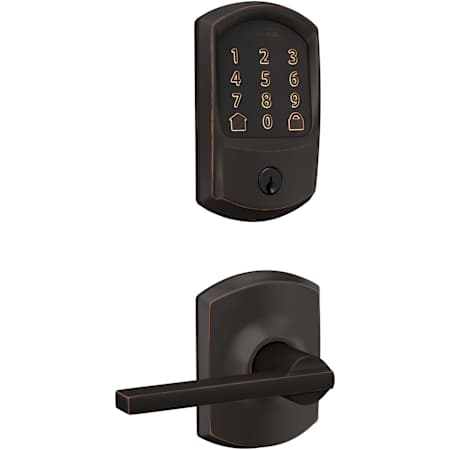 Schlage Encode Greenwich Electronic Keyless Entry Deadbolt Combo Pack with Latitude Interior Lever and Decorative Greenwich Trim Aged Bronze
