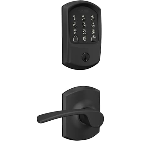 Schlage Encode Greenwich Electronic Keyless Entry Deadbolt Combo Pack with Merano Interior Lever and Decorative Greenwich Trim Matte Black