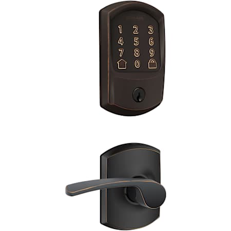 Schlage Encode Greenwich Electronic Keyless Entry Deadbolt Combo Pack with Merano Interior Lever and Decorative Greenwich Trim Aged Bronze