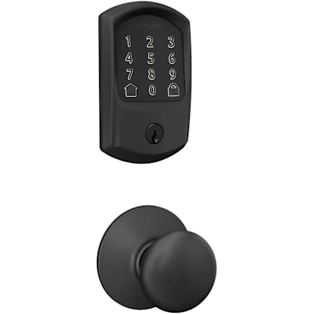 Schlage Encode Greenwich Electronic Keyless Entry Deadbolt Combo Pack with Plymouth Interior Knob and Decorative Plymouth Trim Matte Black