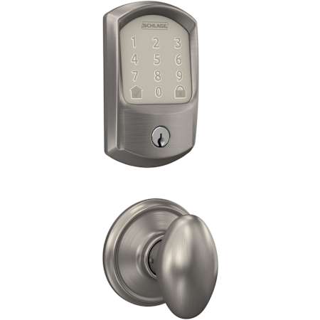 Schlage Encode Greenwich Electronic Keyless Entry Deadbolt Combo Pack with Siena Interior Knob and Decorative Georgian Trim Satin Nickel
