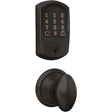 Schlage Encode Greenwich Electronic Keyless Entry Deadbolt Combo Pack with Siena Interior Knob and Decorative Georgian Trim Aged Bronze