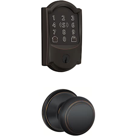 Schlage Encode Plus Camelot Electronic Keyless Entry Deadbolt Combo Pack with Andover Interior Knob and Decorative Georgian Trim Aged Bronze