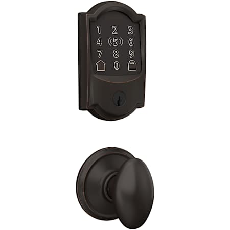 Schlage Encode Plus Camelot Electronic Keyless Entry Deadbolt Combo Pack with Siena Interior Knob and Decorative Georgian Trim Aged Bronze