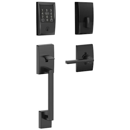 Schlage Encode Plus Century Sectional Electronic Keyless Entry Handleset with Latitude Interior Lever Matte Black