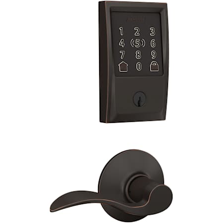 Schlage Encode Plus Century Electronic Keyless Entry Deadbolt Combo Pack with Accent Interior Lever and Decorative Plymouth Trim Aged Bronze