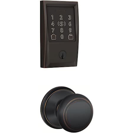 Schlage Encode Plus Century Electronic Keyless Entry Deadbolt Combo Pack with Andover Interior Knob and Decorative Georgian Trim Aged Bronze