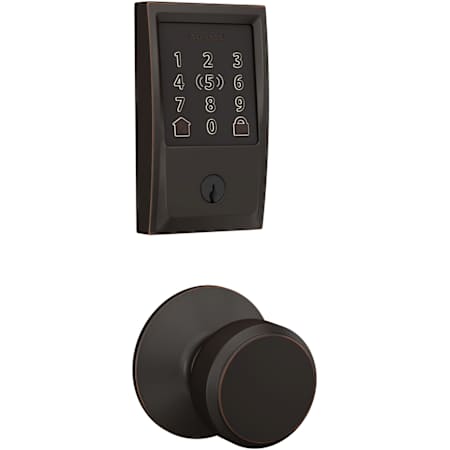 Schlage Encode Plus Century Electronic Keyless Entry Deadbolt Combo Pack with Bowery Interior Knob and Decorative Plymouth Trim Aged Bronze