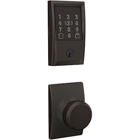 Schlage Encode Plus Century Electronic Keyless Entry Deadbolt Combo Pack with Bowery Interior Knob and Decorative Century Trim Aged Bronze