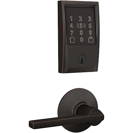 Schlage Encode Plus Century Electronic Keyless Entry Deadbolt Combo Pack with Latitude Interior Lever and Decorative Plymouth Trim Aged Bronze