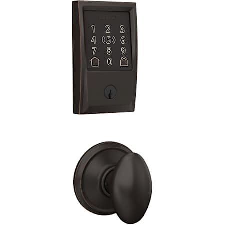 Schlage Encode Plus Century Electronic Keyless Entry Deadbolt Combo Pack with Siena Interior Knob and Decorative Georgian Trim Aged Bronze