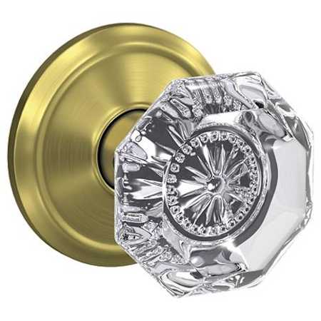 Schlage Custom Alexandria Non-Turning Two-Sided Dummy Door Knob Set with Alden Trim Satin Brass