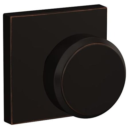 Schlage Custom Bowery Non-Turning Two-Sided Dummy Door Knob Set with Collins Trim Aged Bronze