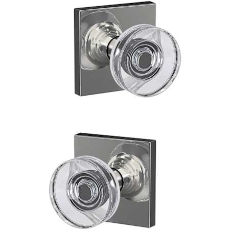 Schlage Custom Dawes Non-Turning Two Sided Dummy Knob Set with Collins Trim Bright Chrome
