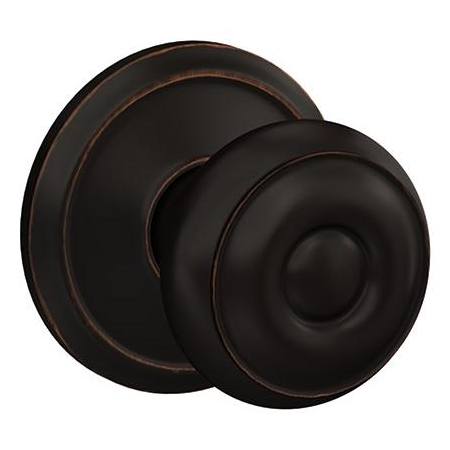 Schlage Custom Georgian Non-Turning Two-Sided Dummy Door Knob Set with Alden Trim Aged Bronze