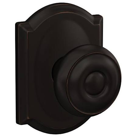 Schlage Custom Georgian Non-Turning Two-Sided Dummy Door Knob Set with Camelot Trim Aged Bronze