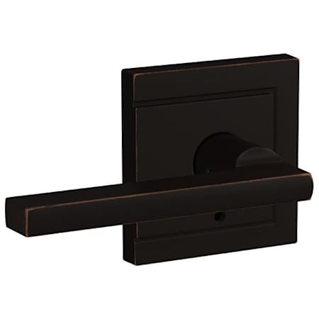 Schlage Custom Latitude Non-Turning Two-Sided Dummy Door Lever Set with Upland Trim Aged Bronze